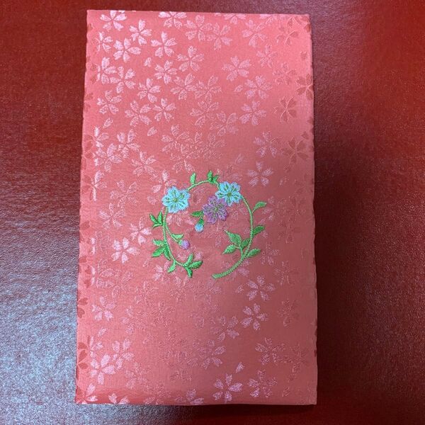 こ-92 昭和レトロ 可愛い 金封ふくさ 花柄 花刺繍
