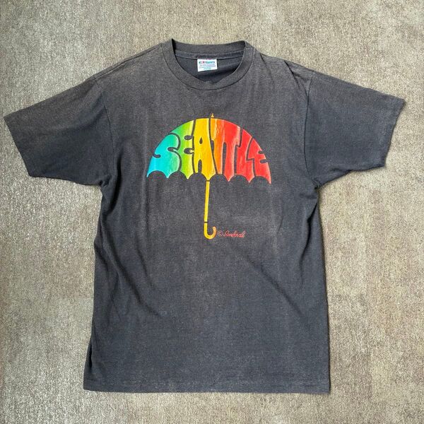 80s Rudolph Sandoval アートTシャツ シングルステッチ フェード ブラック L hanes ヘインズ