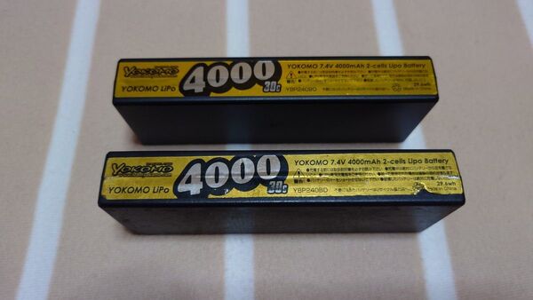 ヨコモ YOKOMO Lipo バッテリー 4000mAh 7.4V 2本セット
