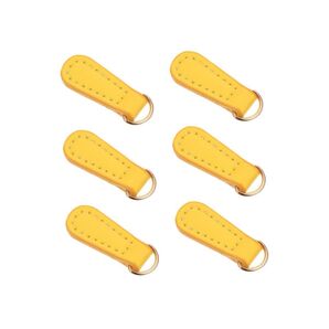 財布用ジッパープルタブ交換品 レザージッパーハンドル 衣類修理ツール 黄色 6個セット 4×1.4cm
