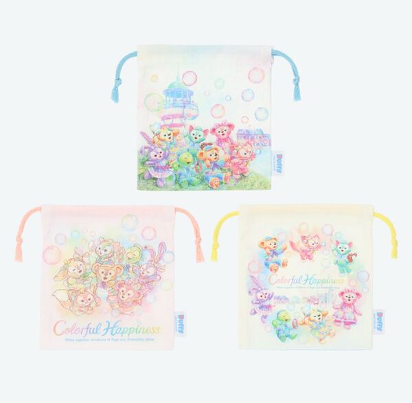 ディズニー カラフルハピネス ダッフィー&フレンズ きんちゃくセット