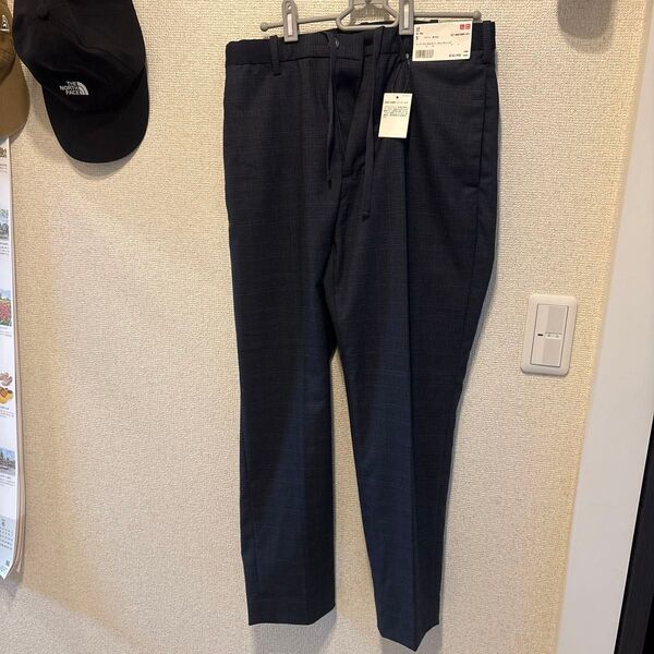 新品 未使用 UNIQLO アンクルパンツ ネイビー チェック柄 サイズ S メンズ