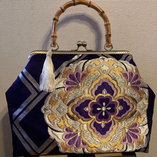 ハンドメイド 帯リメイク がま口 バッグ