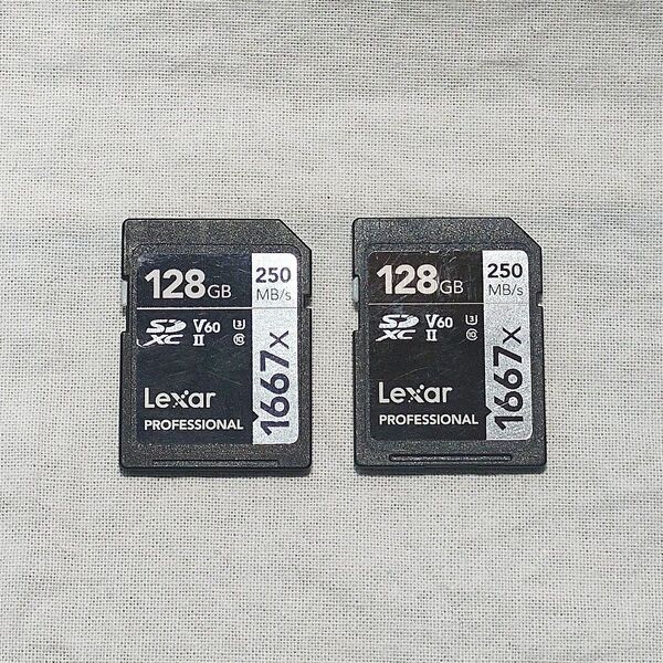 【2枚セットA】Lexar 128GB UHS-II V60 SDXCカード 4K動画