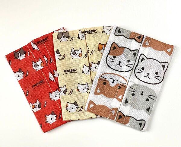猫柄 ポケットティッシュケース 3個セット ハンドメイド
