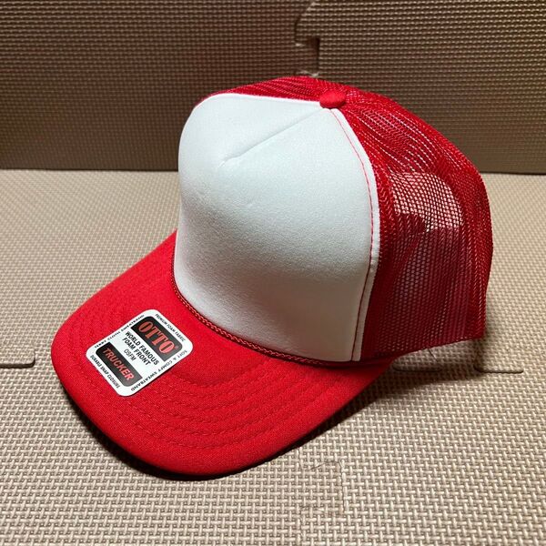 新品 OTTO メッシュキャップのツートンレッド 白赤