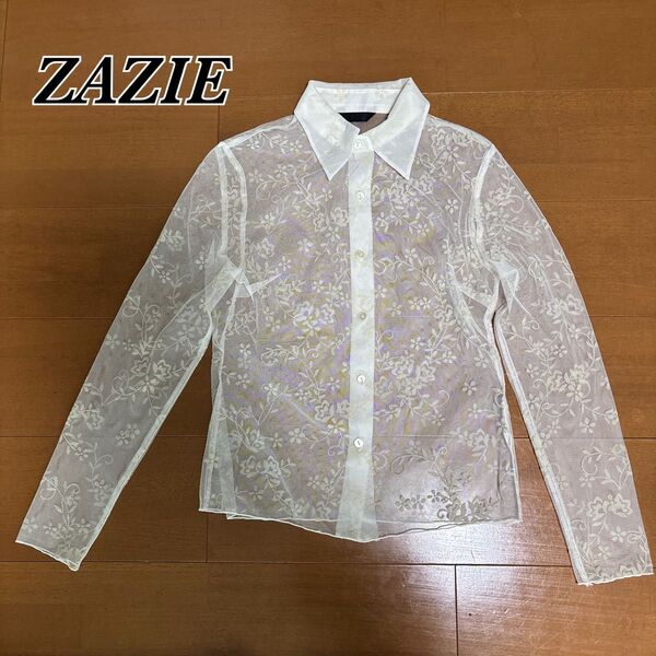 ZAZIE シースルー シャツ 長袖 ホワイト レディース トップス 夏 春