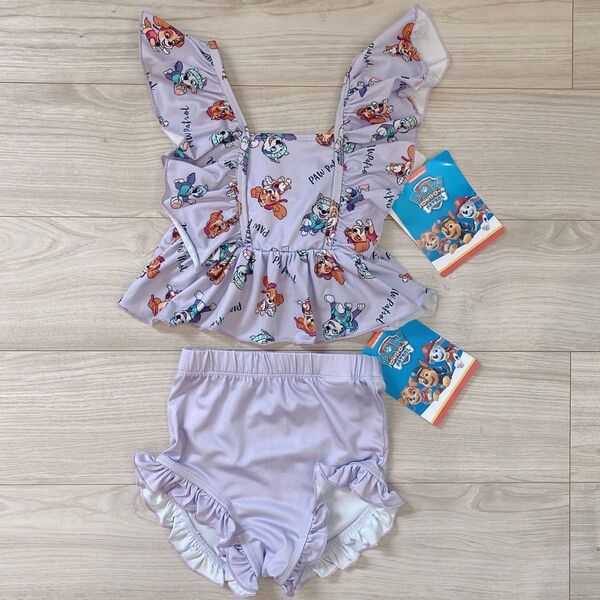 新品未使用パウパト スカイ 女の子 水着 セパレート 紫 120