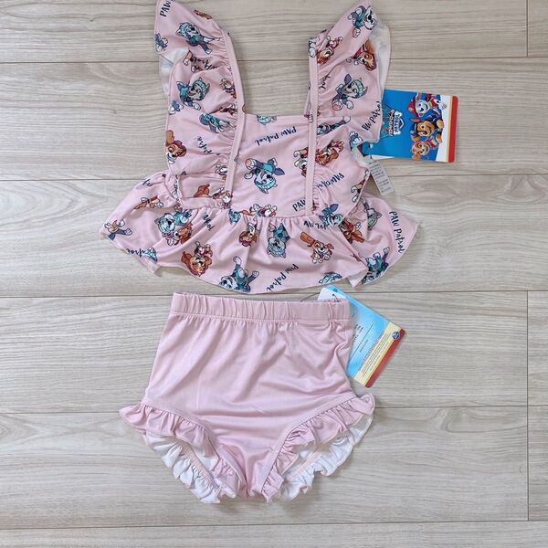 新品未使用パウパトロール パウパト 水着 女の子 120 ピンク スカイ バースデイ