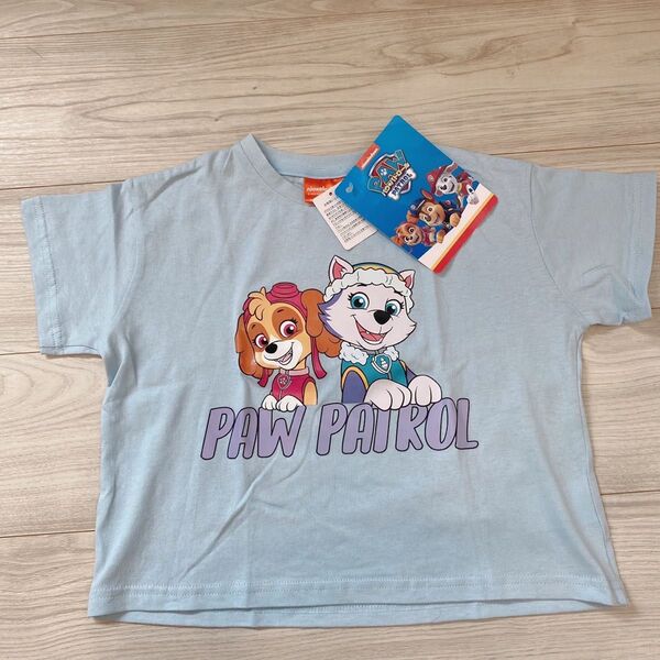 新品未使用しまむら パウパト スカイ 女の子 Tシャツ 水色 110