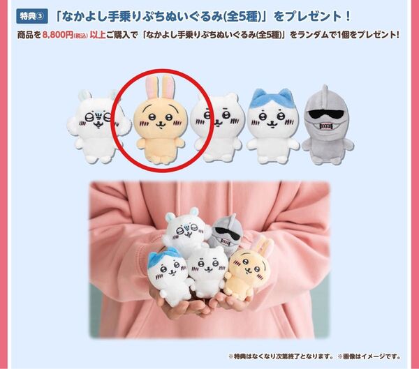 レア★ ちいかわ うさぎ なかよし手乗りぷちぬいぐるみ / 非売品 ゆうえんち ノベルティ てのり マスコット