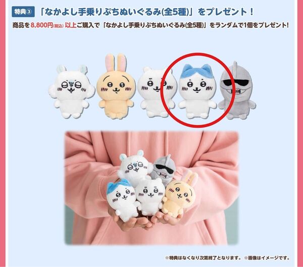 レア★ ちいかわ ハチワレ なかよし手乗りぷちぬいぐるみ / 非売品 ゆうえんち ノベルティ てのり マスコット