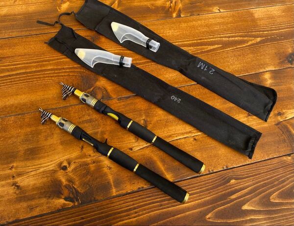スピニングロッド ベイトロッド 2本セット 訳アリ テレスコ 8ft 7ft