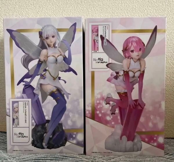 ラウンドワン限定 リゼロ ジュエルプリンセス 1/7 スケールフィギュア エミリア&ラム