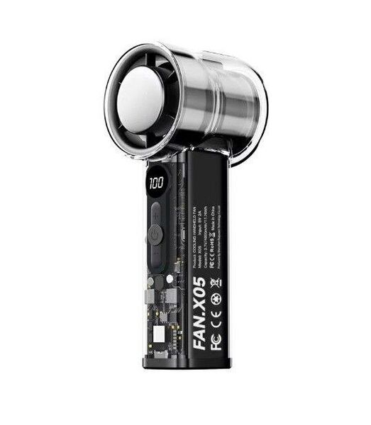 ハンディファン 携帯扇風機 4800mAh -15℃冷却 クーラー 冷却プレート ブラック