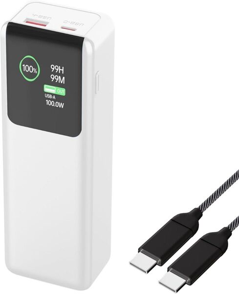 AHEHO 27000mAh PD100W急速充電 最高5A出力対応 TFTカラ一画面 デジタル残量表示 PSE認証