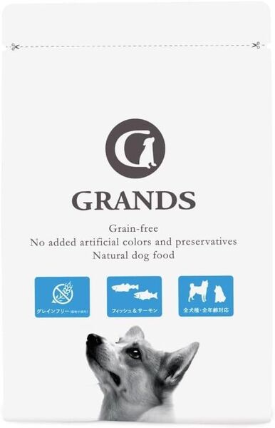 GRANDS (グランツ) 人工添加物不使用グレインフリー全犬種全年齢対応プレミアムドッグフード フィッシュ&サーモン味 600g
