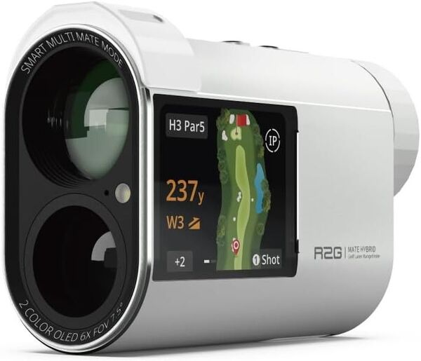 R2G ゴルフ用距離計 MATE HYBRIDGPS+レーザー連動型 ハイスペック 3点間距離表示 グリーンアンジュレーション