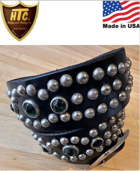 希少 HTC× HUNTING WORLD シルバースタッズ ブラックレザー 36インチ