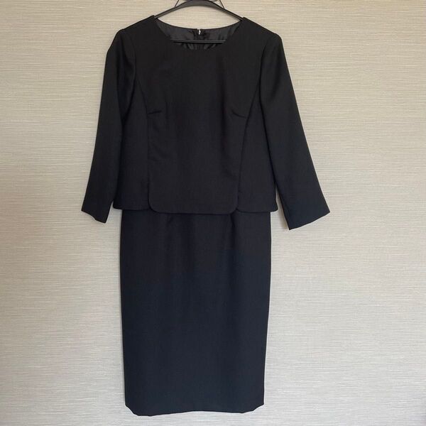 ブラックフォーマル 冠婚葬祭 喪服 黒 ワンピース オールインワン フオーマルワンピース 7号