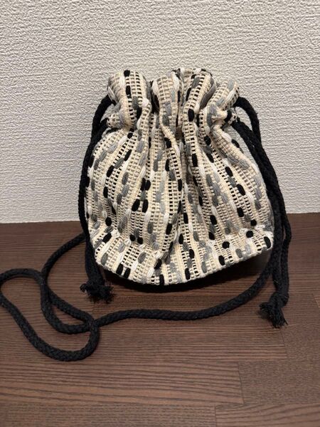 ストライプドローストリングショルダーバッグ ポシェット