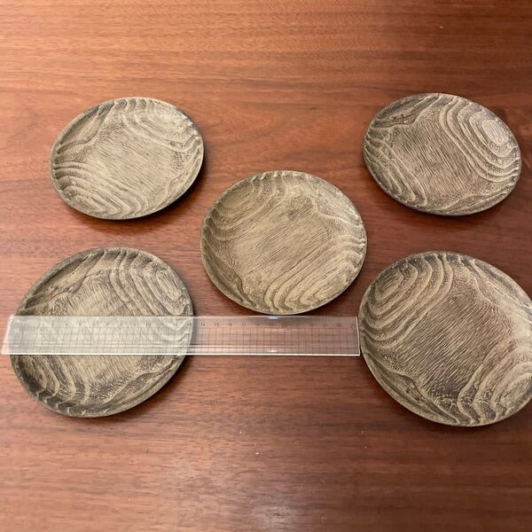 桐銘々皿 取り皿5枚 木彫りプレート和食器 和菓子