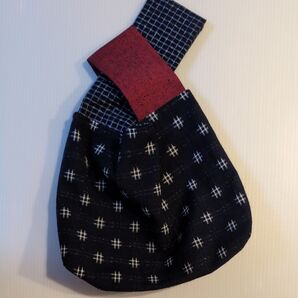 ハンドメイド 久留米絣のミニノットバッグ③