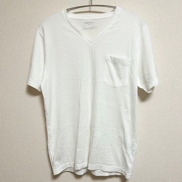 グローバルワーク global work Vネック Tシャツ 白 ホワイト 半袖 Lサイズ