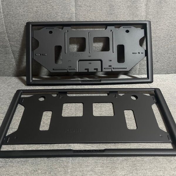 ラプターチッピング凸凹 BLACK HONDA ナンバーフレーム カスタムペイント 前後セット☆mat black