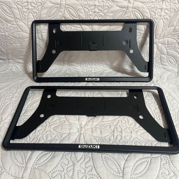 ☆ラプターチッピング SUZUKI カスタムペイント ナンバーフレーム☆ 前後セット マットブラック