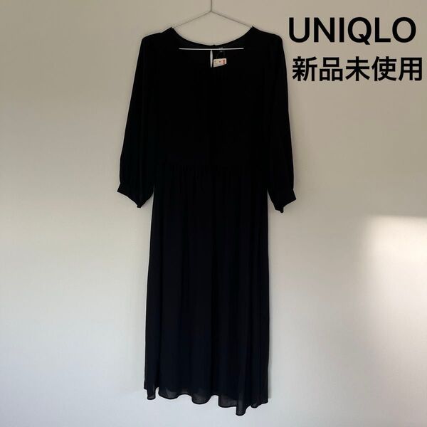 UNIQLO レーヨンジョーゼットフレアワンピース M