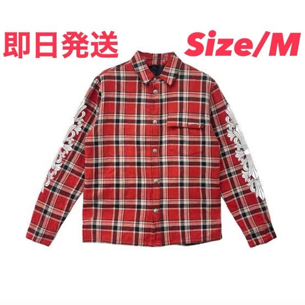 【即日発送可】Chrome Hearts 登坂広臣着用 クロスロゴ チェック柄 キルティングシャツジャケット Mサイズ