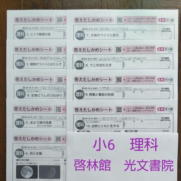小6 理科 カラーテスト答え 啓林館