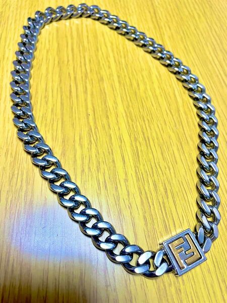 ★美品★ 正規品 FENDI フェンディ ネックレス FF シルバー 喜平 チェーン パラジウム ゴールド チェーンネックレス