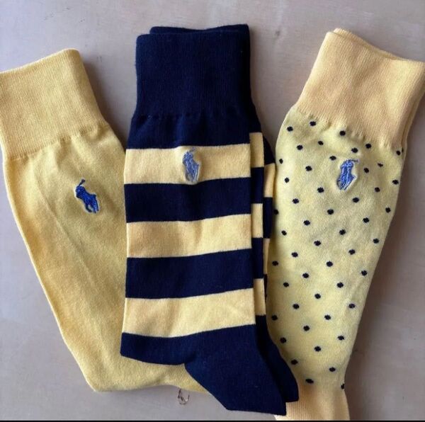 新品 ポロ・ラルフローレン メンズソックス 26〜29cm靴下POLO RALPH LAUREN イエロー黄色