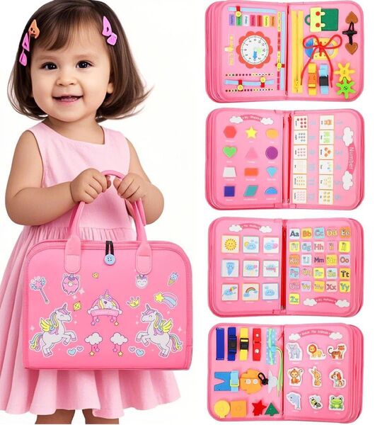 【本日までお値下げ中!】モンテッソーリ ビジーボード 知育玩具 学習 おもちゃ 幼児 指先トレーニング プレゼント 洗濯可能