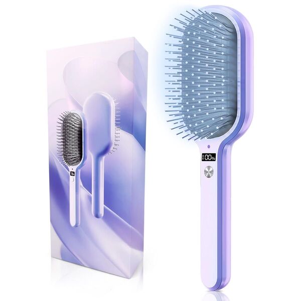 【お値下げしました】ヘアブラシ くし ブラシ 静電気防止 マイナスイオン イオンケアブラシ LEDディスプレイ 3段階調節軽量