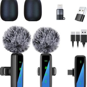 360°集音 ピンマイク iPhone Android カメラ対応 2人同時使用 クリップ式 瞬時接続 マイク
