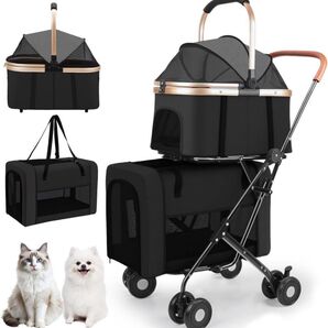 ペットカート 分離型 ダブルデッカー コンパクト 軽量 折りたたみ 犬猫兼用