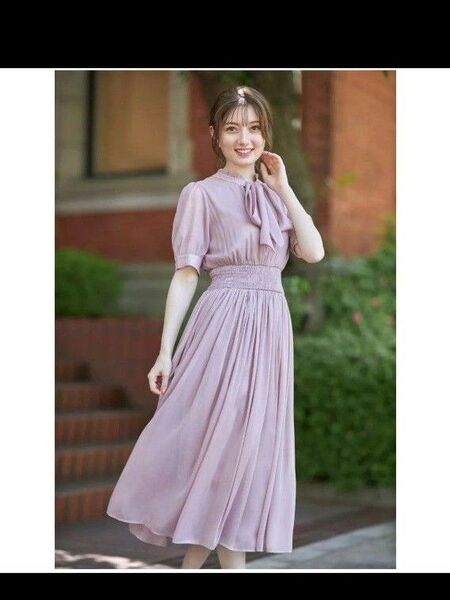 トッコクローゼット 前後2WAYウエストシャーリングボウタイリボンシアーワンピース tocco closet 送料込み