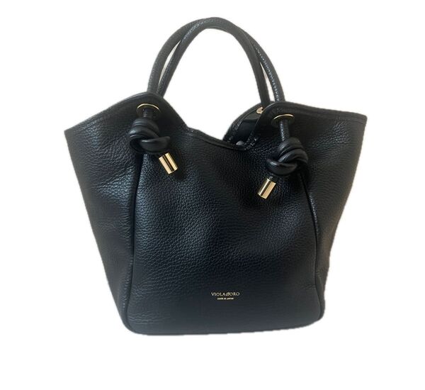 violad'oro ノットバッグ ハンドバッグ レザー ブラック