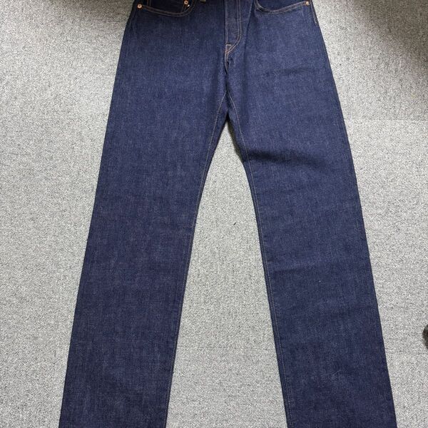 児島ジーンズ15oz セルビッチパイプドワイドストレートデニム新品W30