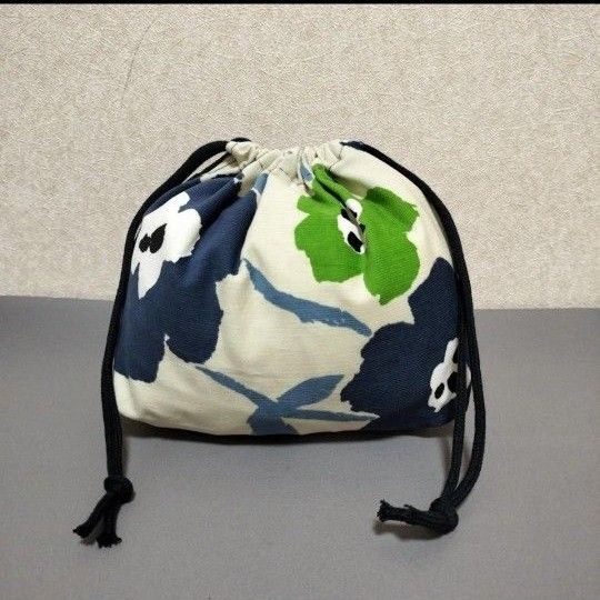 巾着袋シャツコール生地花柄 お弁当袋ハンドメイド 小物入れ コップ袋 給食袋 お弁当袋 ランチケース大きなフラワー