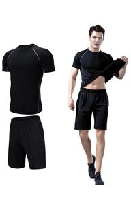 メンズ コンプレッションウェア セット トレーニングウェア スポーツウェア ランニングウェア 半袖シャツ ハーフパンツ 2点セット Sサイズ