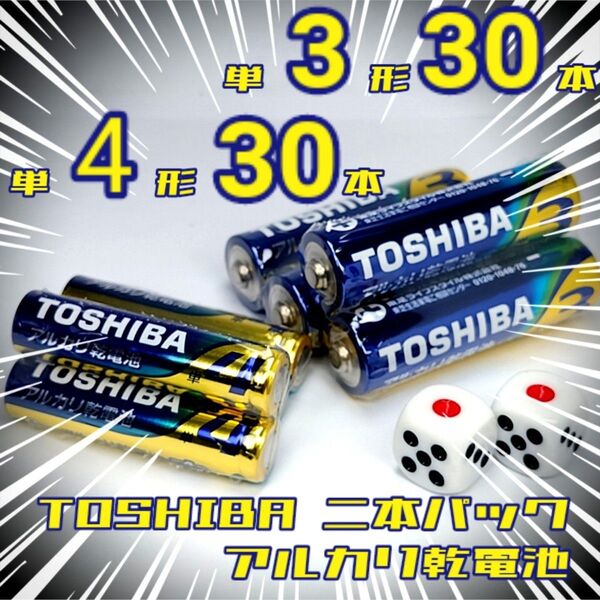 東芝アルカリ乾電池 単3/30本 単4/30本