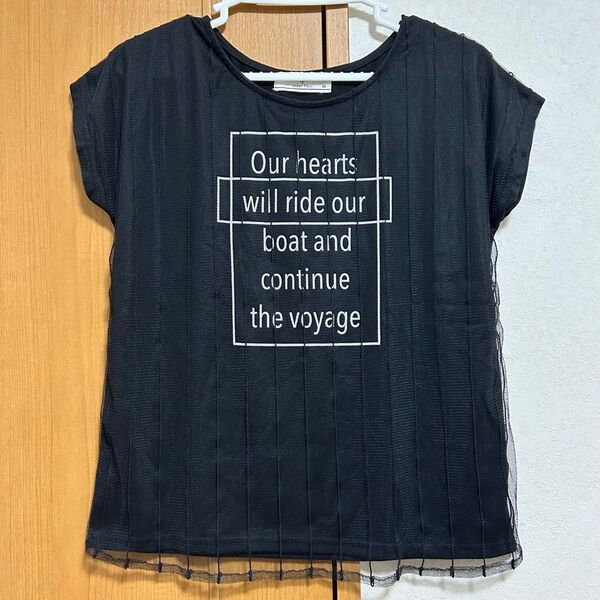 シアーシースルーレイヤードドルマンTシャツ黒 ビッグシルエットダンスフィットネス