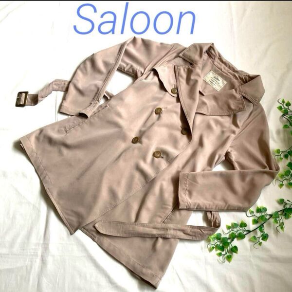 美品【Salloon】バビロン 薄手トレンチコート ピンクべージュ FREEサイズ
