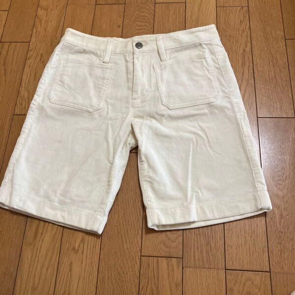 オフホワイト コーデュロイ ハーフパンツ