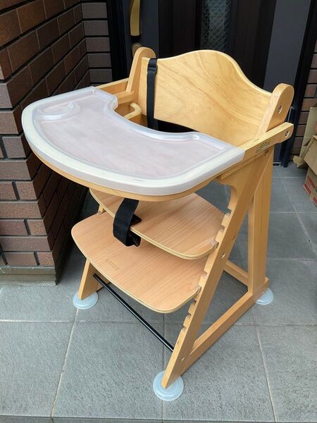 極美品 KATOJI プレミアムベビーチェア カトージ 木製 ハイチェア ナチュラル