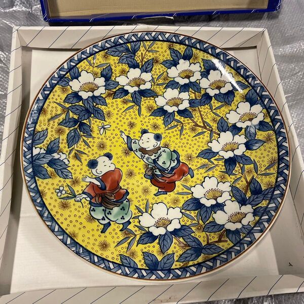 有田焼 精峰窯 32センチ唐子大皿 花柄 オードブル 絵皿 大皿 飾り皿 陶器 絵皿 和食器